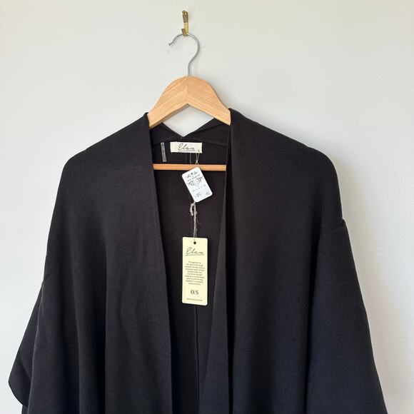 Elan Striped Cardigan Poncho Black White O/S NWT - Picture 4 of 10